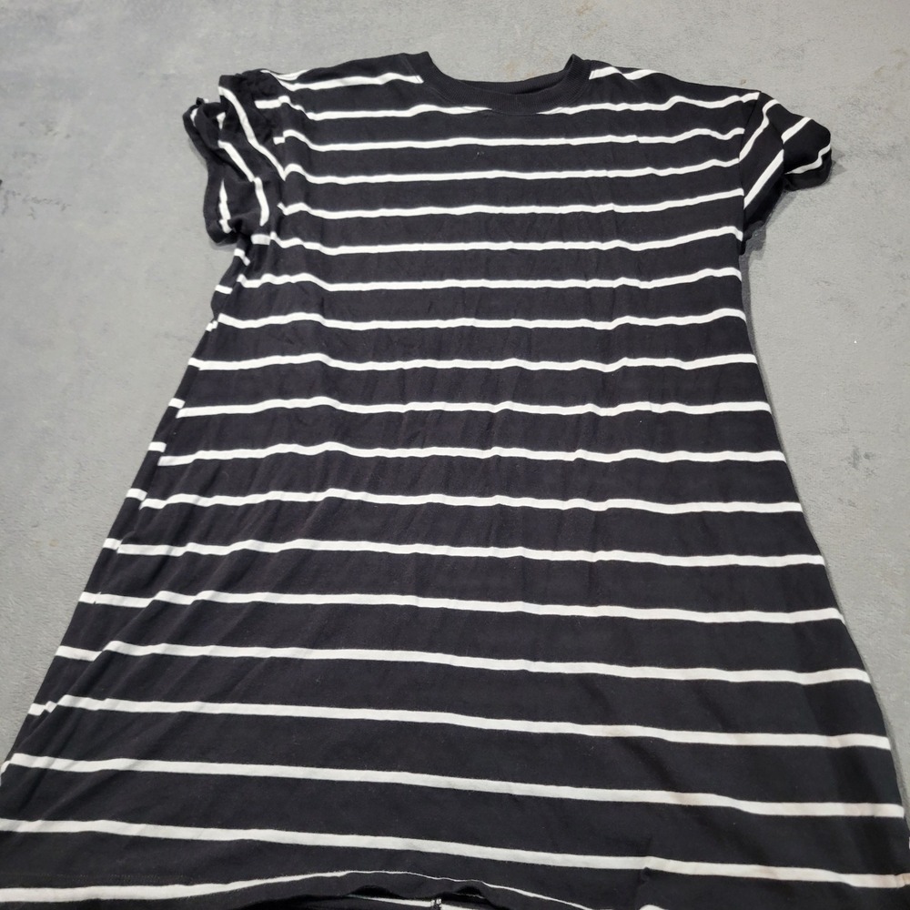 Time and Tru T-Shirt Dress Women XL Black White Striped Short Sleeve Casual Mini